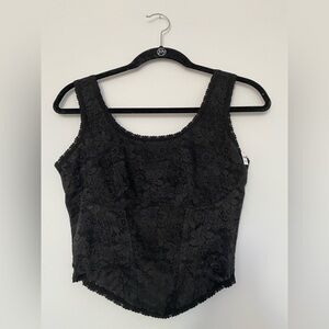 NWT PINK black stretch lace long line bralette/tank  size Medium DD